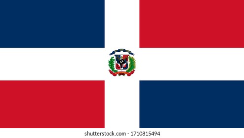 National flag of Dominican Republic. Original and official colors. Proper proportions. Full size. 