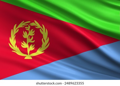 National flag Eritrea, Eritrea waving silk fabric flag. Eritrea flag with yellow symbol in red, blue and green, independence day concept - Powered by Shutterstock