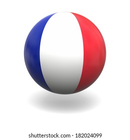 National flag of France on sphere isolated on white background