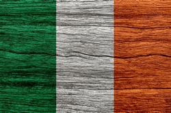 National Flag Of Ireland, Flag On Wood, Texture, Background