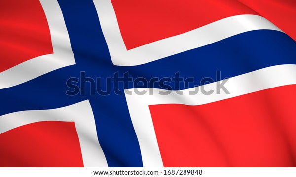 The\
national flag of Norway (Norwegian flag) - waving background\
illustration. Highly detailed realistic 3D\
rendering
