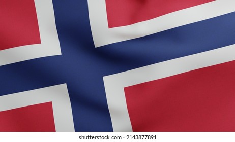 National flag of Norway waving 3D Render, Norges flagg or Noregs flagg used blue Scandinavian cross, Kingdom of Norway flag with Nordic cross