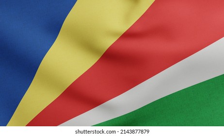 National Flag Of Seychelles Waving 3D Render, Made With Seychelles Peoples United Party And Seychelles Democratic Party, Republic Of Seychelles Flag