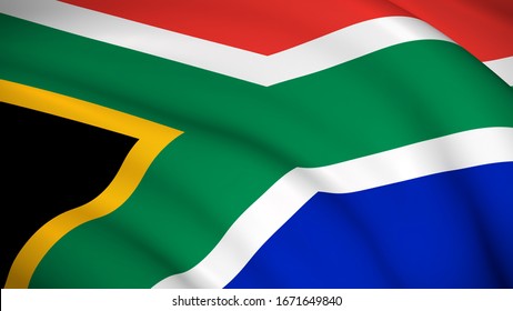 The National Flag Of South Africa (South African Flag) - Highly Detailed Realistic 3D Rendering