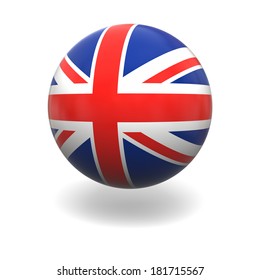 National flag of United Kingdom on sphere isolated on white background