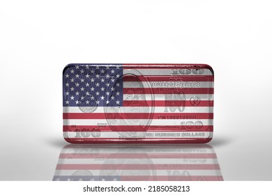 National Flag Of United States Of America On The Dollar Money Banknote On The White Background .3d Illustration