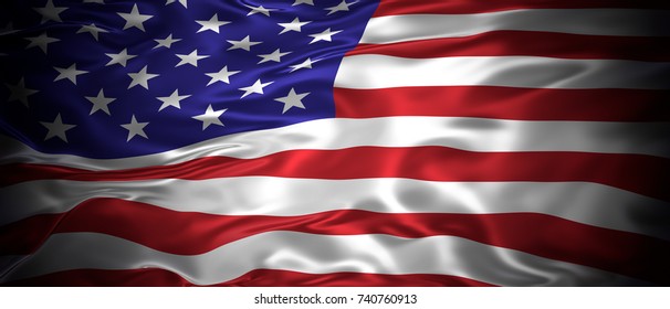 National flag of the United States of America 3D panoramic illustration