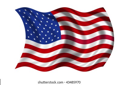 American Flag Flying Wind Isolated On Stock Photo (Edit Now) 82577884