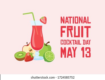 National Fruit Cocktail Day illustration. Mix smoothie icon. Delicious and healthy fruit juice illustration. Glass with fruit juice icon. Fruit Cocktail Day Poster, May 13. Important day - Powered by Shutterstock