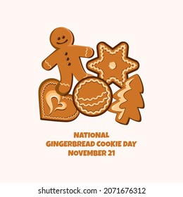 National Gingerbread Cookie Day illustration. Christmas decorated gingerbread cookies icon set. Gingerbread Cookie Poster, November 21. Important day - Powered by Shutterstock