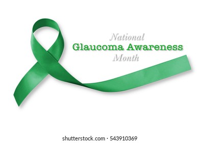 National Glaucoma Awareness Month in January, Green ribbon (isolated with clipping path) - Powered by Shutterstock