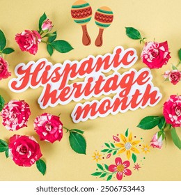 National hispanic heritage month celebration with flowers. - Powered by Shutterstock