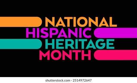 national hispanic heritage month colorful text typography on white or black background banner illustration great for wishing and celebrating Happy national hispanic heritage month in september - Powered by Shutterstock