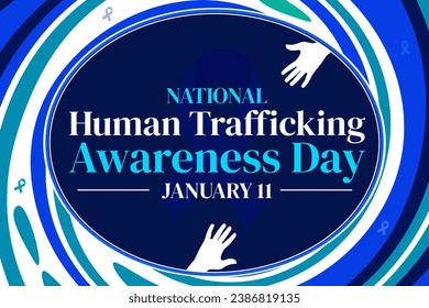 National Human Trafficking Awareness Day wallpaper with colorful blue shapes and typography. January 11 is observed trafficking awareness day, backdrop - Powered by Shutterstock