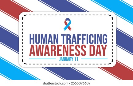 National human trafficking awareness day card with diagonal stripes, ribbon symbol, and bold typography for January 11 commemoration - Powered by Shutterstock