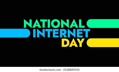 National Internet Day colorful text typography on white or black background banner illustration great for wishing and celebrating Happy National Internet Day this October - Powered by Shutterstock