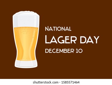 National Lager Day illustration. Full glass of beer. Fresh lager icon. Glass of beer. Glass of beer isolated on brown background. Lager Day Poster, December 10. American food and drink holiday - Powered by Shutterstock