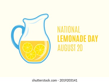 National Lemonade Day illustration. Lemonade pitcher with lemons icon. Jug with fresh summer drink illustration. Lemonade Day Poster, August 20. Important day - Powered by Shutterstock