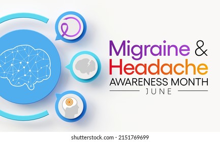 National Migraine and headache awareness month is observed every year in June. it is usually a moderate or severe headache felt as a throbbing pain on one side of the head. 3D Rendering - Powered by Shutterstock