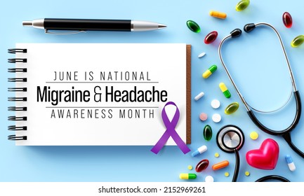 National Migraine and headache awareness month is observed every year in June. it is usually a moderate or severe headache felt as a throbbing pain on one side of the head. 3D Rendering - Powered by Shutterstock