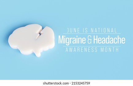 National Migraine and headache awareness month is observed every year in June. it is usually a moderate or severe headache felt as a throbbing pain on one side of the head. 3D Rendering - Powered by Shutterstock