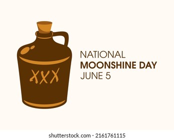 National Moonshine Day Illustration. Moonshine Drink Bottle Icon. Vintage Brown Alcohol Container Illustration. June 5. Important Day