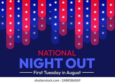 National Night Out Wallpaper in patriotic design with typography and star shapes - Powered by Shutterstock