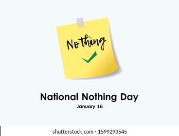 National Nothing Day illustration. Yellow stick note paper illustration. Yellow to do list icon. Funny american holiday - Powered by Shutterstock