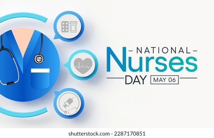 National Nurses day is observed in United states on 6th May of each year, to mark the contributions that nurses make to society. 3D Rendering - Powered by Shutterstock