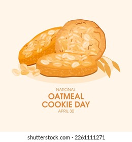 National Oatmeal Cookie Day illustration. Sweet cookies with oat flakes icon. Wholemeal round biscuits drawing. April 30. Important day - Powered by Shutterstock