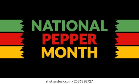 National Pepper Month text with side lines on a black background. Which is observed every year in November to celebrate and wish National Pepper Month. - Powered by Shutterstock