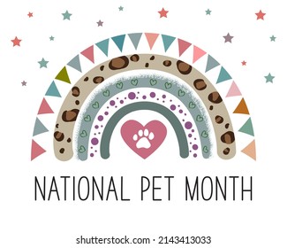 National Pet Month concept. Cute rainbow, stars, pet paw print and heart on a white background. - Powered by Shutterstock