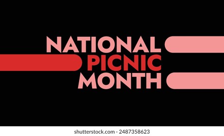 National Picnic Month colorful text typography on white or black background banner illustration great for wishing and celebrating National Picnic Month in july - Powered by Shutterstock