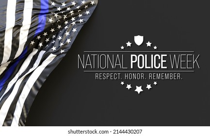 National Police Week (NPW) Is Observed Every Year In May In United States That Pays Tribute To The Local, State, And Federal Officers Who Have Died Or Disabled, In The Line Of Duty. 3D Rendering