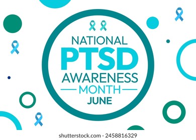 National PTSD Awareness Month Wallpaper with Green Ribbon and typography inside the circle, minimalist design. - Powered by Shutterstock