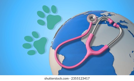 National rabies day concept with an earth stethoscope and dog paw - Powered by Shutterstock