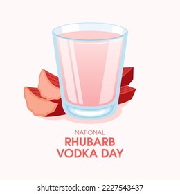 National Rhubarb Vodka Day illustration. Pink rhubarb vodka in a shot glass icon. Alcoholic drink drawing. Every first Saturday in December. Important day - Powered by Shutterstock