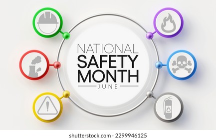 National safety month is observed every year in June to remind us the importance of safety and awareness of our surroundings. 3D Rendering - Powered by Shutterstock