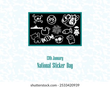 National Sticker Day. 13 January. National sticker day banner, poster, card and pattern background. Holiday concept. nice sticker. flat icon, symbol. Flat illustration. Jpeg format. - Powered by Shutterstock