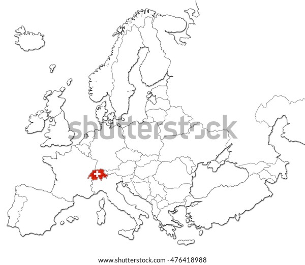 National Switzerland Flag Map Europe Isolated Stock Illustration 476418988