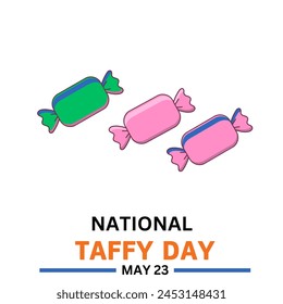 National Taffy Day greeting card, illustration with colorful candy seamless pattern. May 23. - Powered by Shutterstock