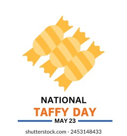 National Taffy Day greeting card, illustration with colorful candy seamless pattern. May 23. - Powered by Shutterstock