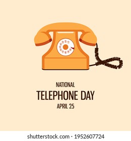 National Telephone Day illustration. Old orange landline telephone icon. Vintage orange phone illustration. Telephone Day Poster, April 25. Important day - Powered by Shutterstock