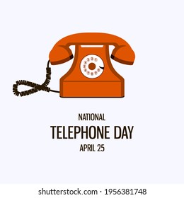 National Telephone Day illustration. Old orange landline telephone icon. Vintage orange phone illustration. Telephone Day Poster, April 25. Important day - Powered by Shutterstock