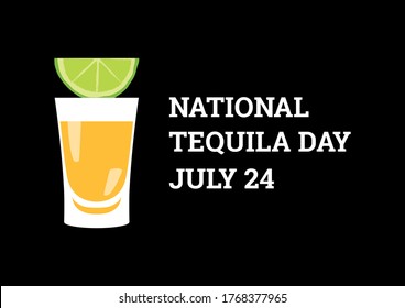 National Tequila Day illustration. Tequila shot with lime illustration. Golden tequila shot icon isolated on a black background. Mexican alcoholic drink icon. Tequila Day Poster, July 24 - Powered by Shutterstock