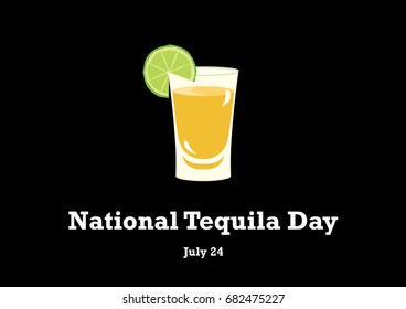 National Tequila Day. Tequila with lime on a black background - Powered by Shutterstock