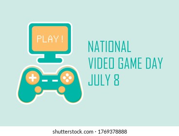 National Video Game Day illustration. Gaming console colored icon. Joystick game console illustration. Joystick control with monitor icon. Video Game Day Poster, July 8. Important day