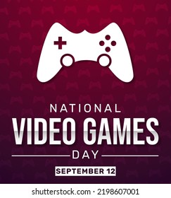 National Video Games Day Abstract Poster Design With Controller And Typography