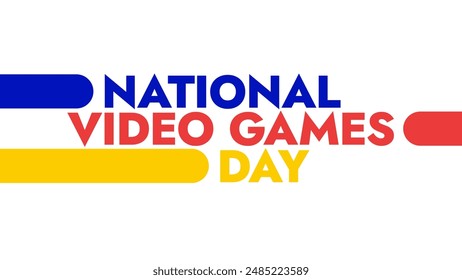 National Video games Day colorful text typography on white or black background banner illustration great for wishing and celebrating National Video games Day in july - Powered by Shutterstock