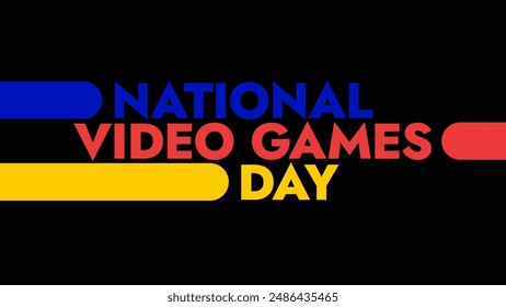 National Video games Day colorful text typography on white or black background banner illustration great for wishing and celebrating National Video games Day in july - Powered by Shutterstock